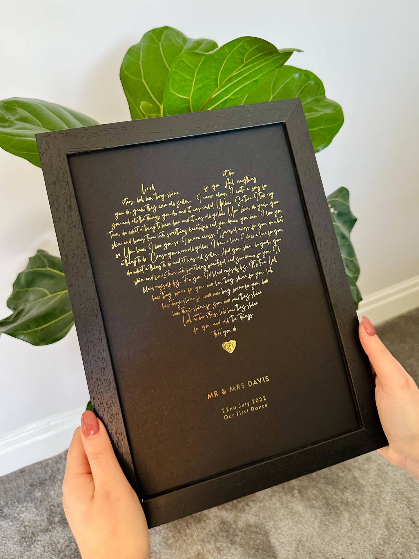 Heart Shape Song Lyrics | Custom Metallic Foil Print