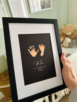 Foiled baby hand and footprint artwork