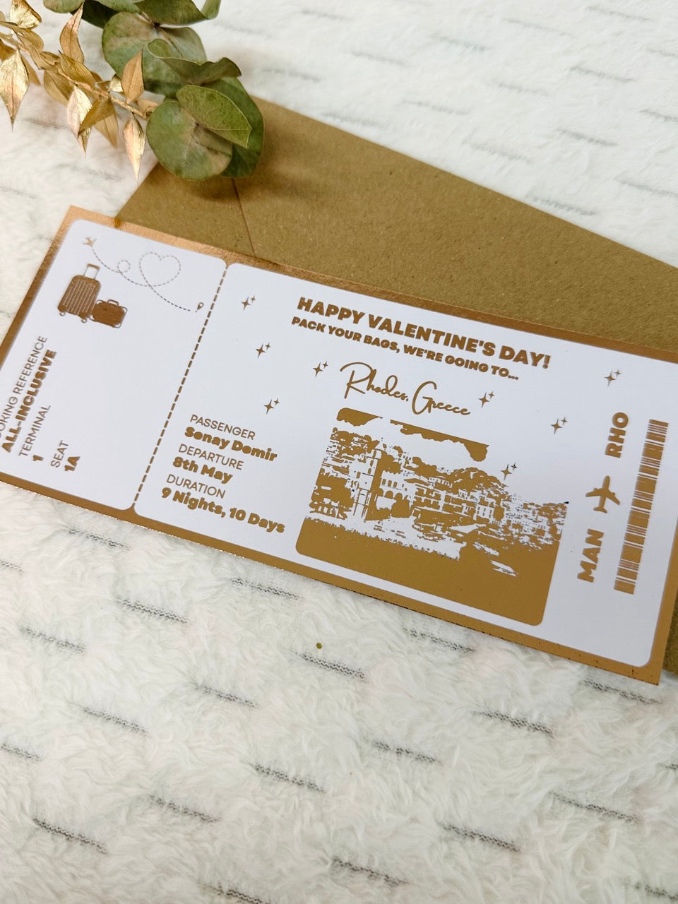 Any Destination Holiday Surprise Foil Ticket | Custom Made