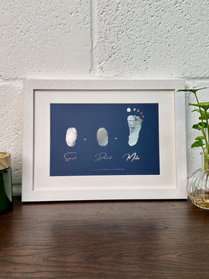 Foiled Mum, Dad Fingerprint & Baby Print Artwork