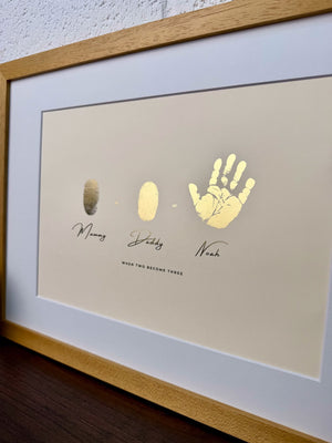 Foiled Mum, Dad Fingerprint & Baby Print Artwork