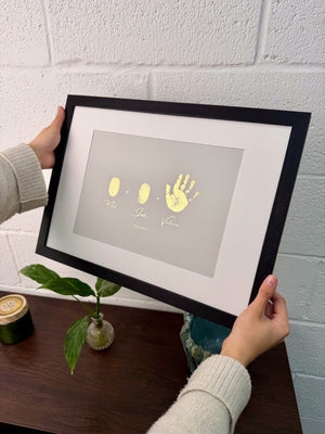 Foiled Mum, Dad Fingerprint & Baby Print Artwork