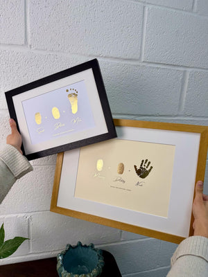 Foiled Mum, Dad Fingerprint & Baby Print Artwork