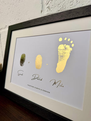 Foiled Mum, Dad Fingerprint & Baby Print Artwork