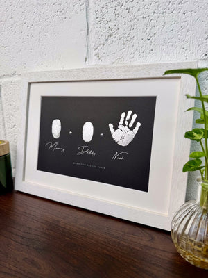 Foiled Mum, Dad Fingerprint & Baby Print Artwork