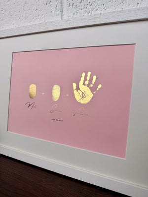 Foiled Mum, Dad Fingerprint & Baby Print Artwork