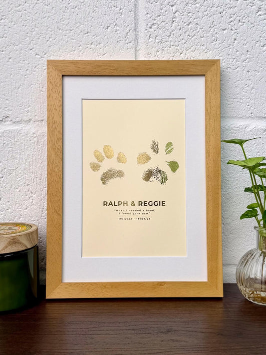Foiled Two Pet Paw Print Artwork, Kit Included