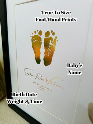 Foiled Baby Hand & Footprint Artwork, Kit NOT Included